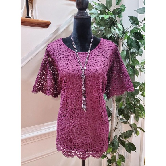 Philosophy Women's Plum Polyester Round Neck Short Sleeves Top Blouse Size XXL - Picture 14 of 14